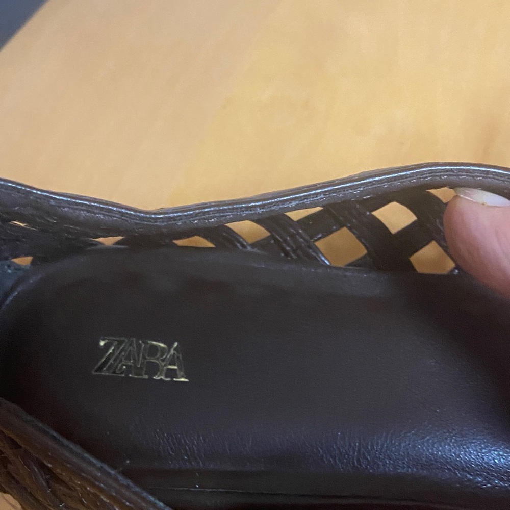 Zara Dark Brown Woven Loafers - Picture 2 of 3